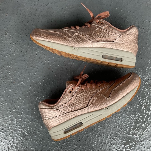 Nike Shoes - Nike Air Max 1 Bronze Snakeskin Patterned Sneakers- Women, Sz 10